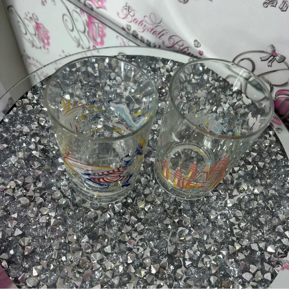 Disney Colorful 25th Anniversary Glass Set cups glasses merch park typhoon